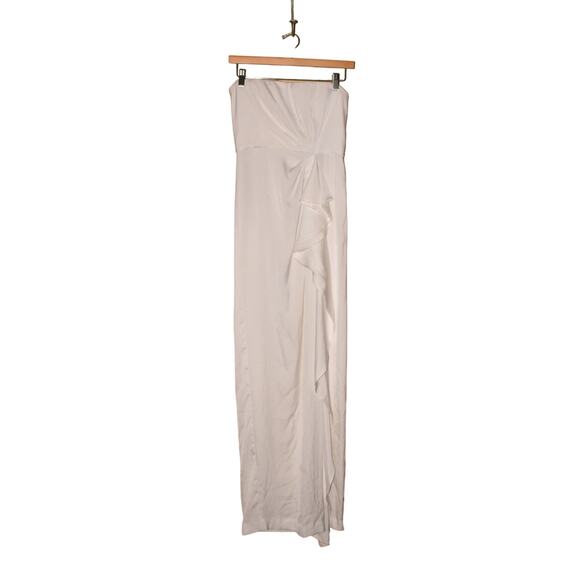 BCBGMAXAZRIA NEW $368‎ ILA Ruffle Draped Strapless Maxi Gown White Size 4 - Picture 2 of 4